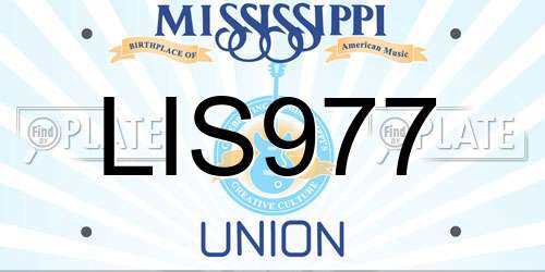 LIS977 Mississippi License Plate
