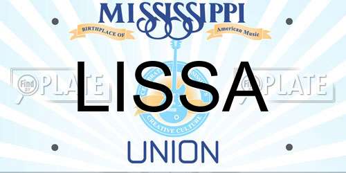 LISSA Mississippi License Plate