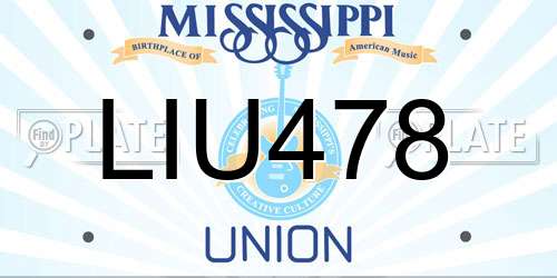 LIU478 Mississippi License Plate