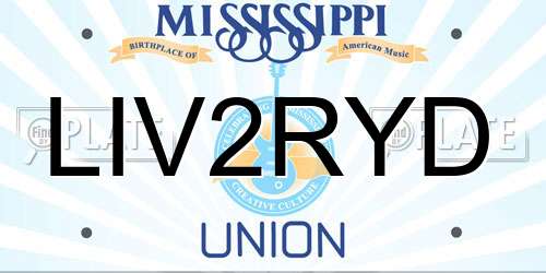 LIV2RYD Mississippi License Plate