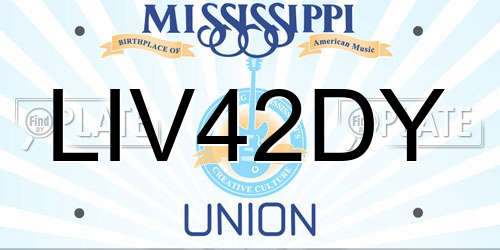 LIV42DY Mississippi License Plate
