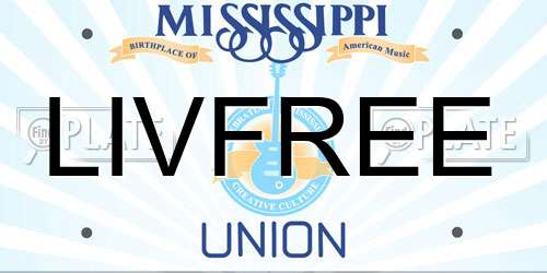 LIVFREE Mississippi License Plate