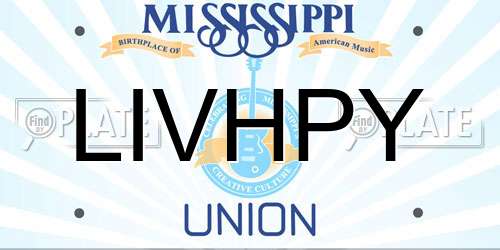 LIVHPY Mississippi License Plate