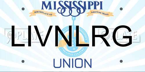 LIVNLRG Mississippi License Plate