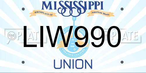 LIW990 Mississippi License Plate