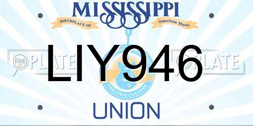 LIY946 Mississippi License Plate