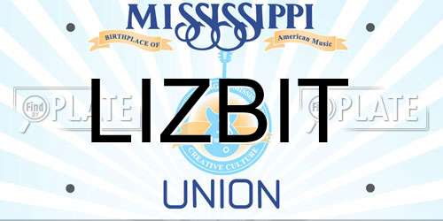 LIZBIT Mississippi License Plate