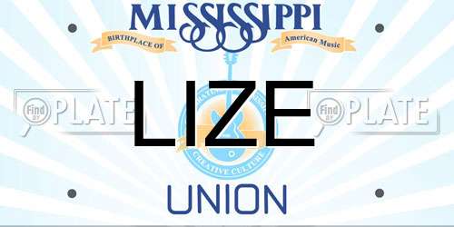 LIZE Mississippi License Plate