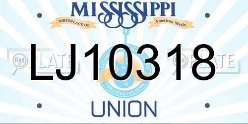 LJ10318 Mississippi License Plate