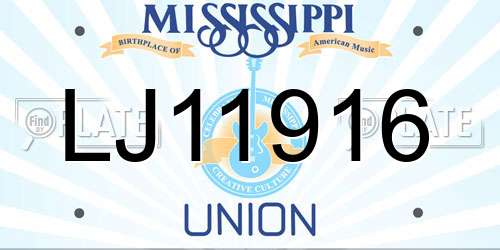 LJ11916 Mississippi License Plate