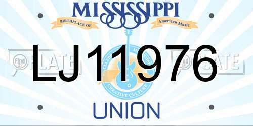 LJ11976 Mississippi License Plate