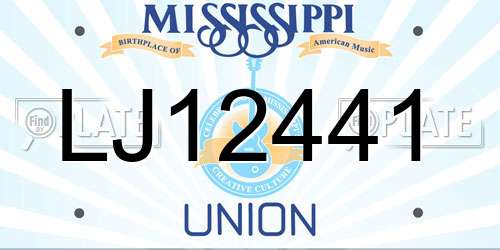 LJ12441 Mississippi License Plate