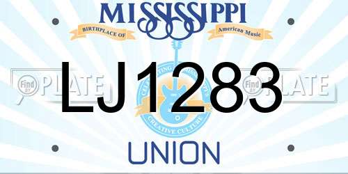 LJ1283 Mississippi License Plate