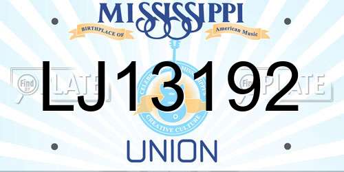 LJ13192 Mississippi License Plate