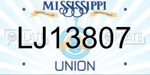 LJ13807 Mississippi License Plate