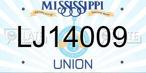 LJ14009 Mississippi License Plate