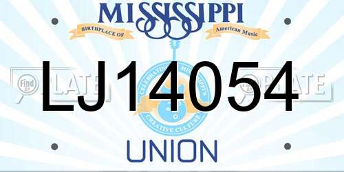 LJ14054 Mississippi License Plate