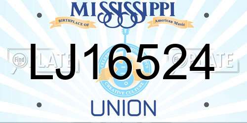 LJ16524 Mississippi License Plate