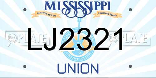 LJ2321 Mississippi License Plate