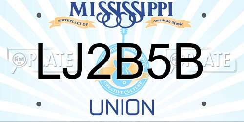 LJ2B5B Mississippi License Plate