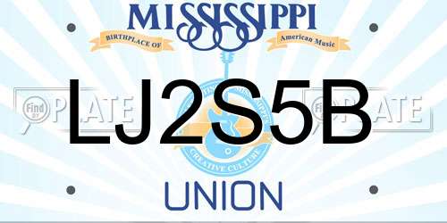 LJ2S5B Mississippi License Plate