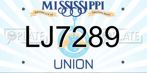LJ7289 Mississippi License Plate