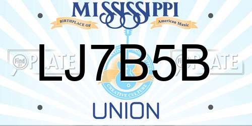 LJ7B5B Mississippi License Plate