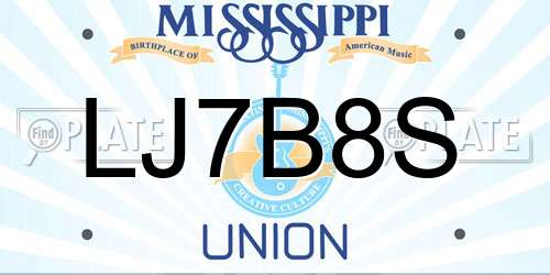 LJ7B8S Mississippi License Plate