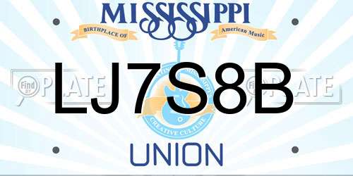 LJ7S8B Mississippi License Plate