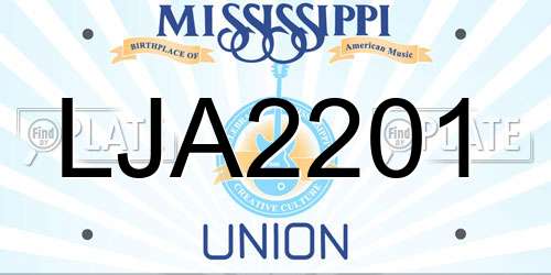 LJA2201 Mississippi License Plate