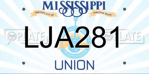 LJA281 Mississippi License Plate