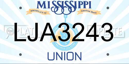 LJA3243 Mississippi License Plate