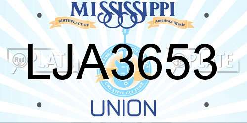 LJA3653 Mississippi License Plate