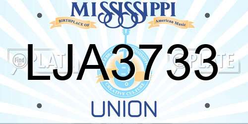 LJA3733 Mississippi License Plate