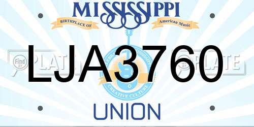 LJA3760 Mississippi License Plate