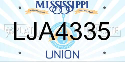 LJA4335 Mississippi License Plate