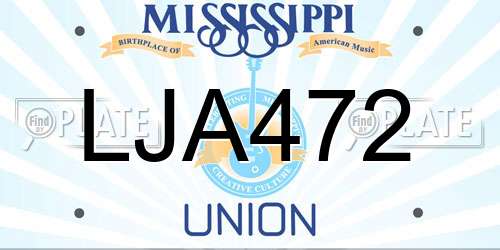 LJA472 Mississippi License Plate