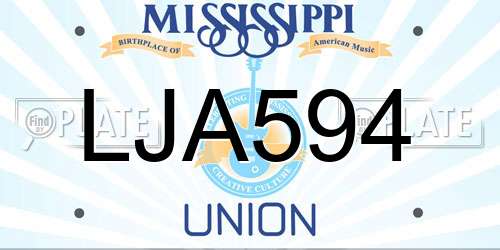 LJA594 Mississippi License Plate