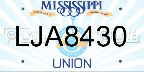 LJA8430 Mississippi License Plate