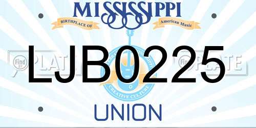 LJB0225 Mississippi License Plate