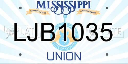 LJB1035 Mississippi License Plate
