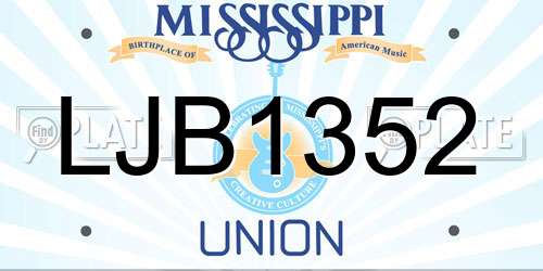 LJB1352 Mississippi License Plate
