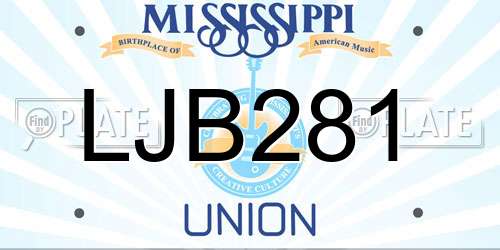 LJB281 Mississippi License Plate