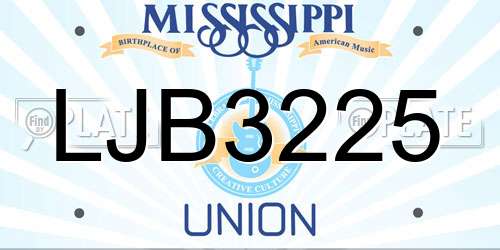 LJB3225 Mississippi License Plate