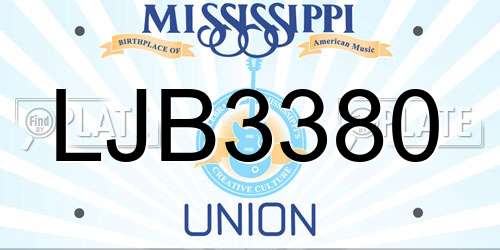 LJB3380 Mississippi License Plate