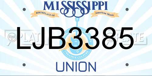 LJB3385 Mississippi License Plate