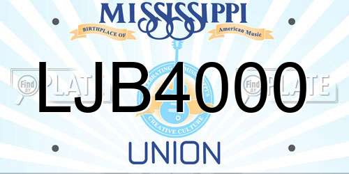 LJB4000 Mississippi License Plate