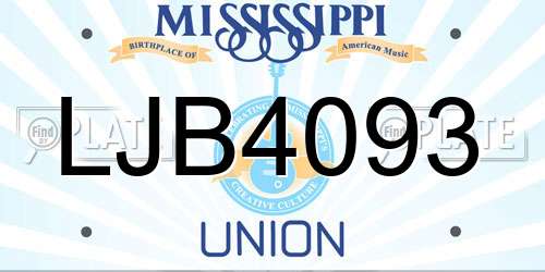 LJB4093 Mississippi License Plate