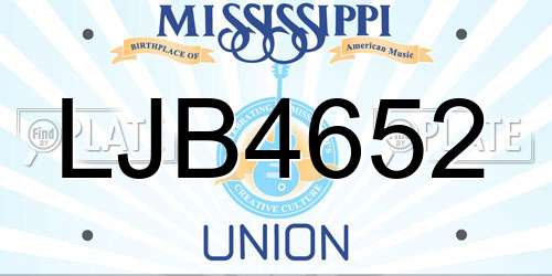 LJB4652 Mississippi License Plate
