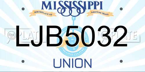 LJB5032 Mississippi License Plate